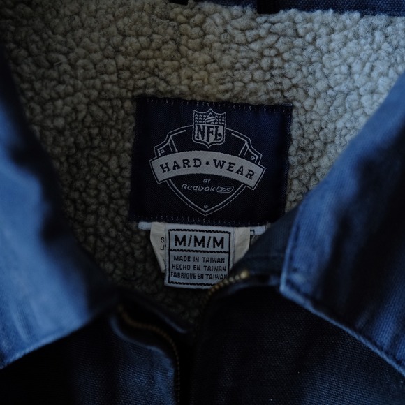 NFL New York Jets Hard Wear by Reebok Men Blue Sherpa Lined Work Jacket M Sporty - Picture 3 of 8